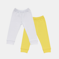 Pamučne pantalonice bez stopice - Set od 2 Bela - Žuta