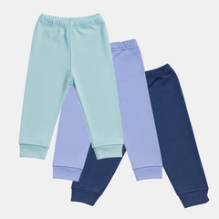 Pamučne pantalonice bez stopice - Set od 3 Aqva - Svetlo plava - Teget