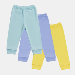 Pamučne pantalonice bez stopice - Set od 3 Aqva - Svetlo plava - Žuta