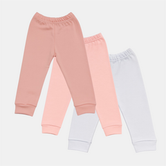 Pamučne pantalonice bez stopice - Set od 3 Kajsija - Puder - Bela