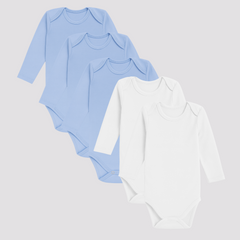 Pamučni bodići za bebe dugi rukav set od 5 za dečake