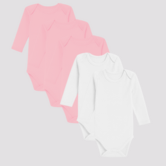 Pamučni bodići za bebe dugi rukav set od 5 za devojčice