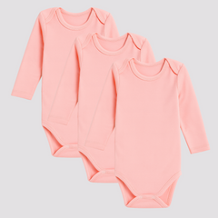 Pamučni bodići za bebe dugi rukav set od 3 - Kajsija