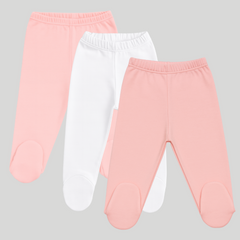Pamučne pantalonice sa stopicom set od 3 Kajsija - Bela - Puder