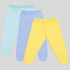 Pamučne pantalonice sa stopicom set od 3 Aqva - Svetlo Plava - Žuta