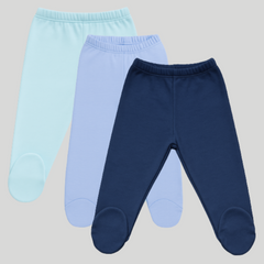 Pamučne pantalonice sa stopicom set od 3 Aqva - Svetlo Plava - Teget