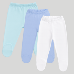 Pamučne pantalonice sa stopicom set od 3 Aqva - Svetlo Plava - Bela