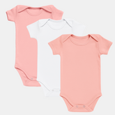 Pamučni bodići kratak rukav Set od 3 - Puder, Bela , Kajsija