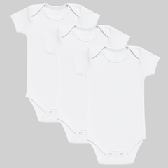 Pamučni bodići kratak rukav Set od 3 - Bela