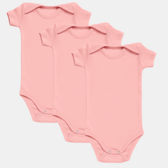 Pamučni bodići kratak rukav Set od 3 - Puder