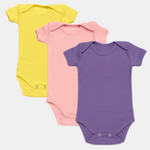 Pamučni bodići kratak rukav Set od 3 - Žuta, Puder, Lila