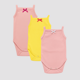 Pamučni bodići na bretele Set od 3 - Kajsija, Žuta, Puder