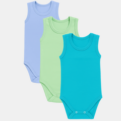 Pamučni bodići za bebe atlet set od 3 - Plava, Mint, Tirkiz