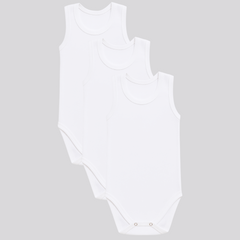 Pamučni bodići za bebe atlet set od 3 - Bela