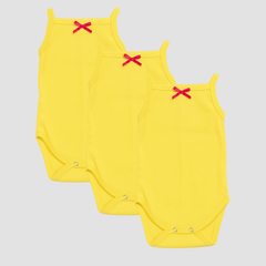 Pamučni bodići na bretele Set od 3 - Žuta