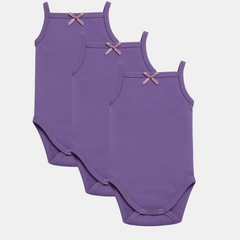 Pamučni bodići na bretele Set od 3 - Lila