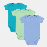 Pamučni bodići kratak rukav Set od 3 - Tirkiz, Mint, Plava