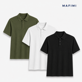 Mafimi Polo majice set od 3 boje Crna, Bela, Maslinasta