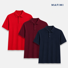 Mafimi Polo majice set od 3 boje Crvena, Bordo, Teget