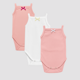 Pamučni bodići na bretele Set od 3 - Kajsija, Bela, Puder