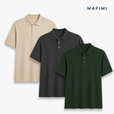 Mafimi Polo majice set od 3 boje - Bež, Tamno siva, Tamno zelena