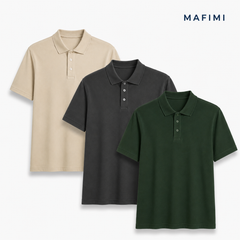 Mafimi Polo majice set od 3 boje - Bež, Tamno siva, Tamno zelena