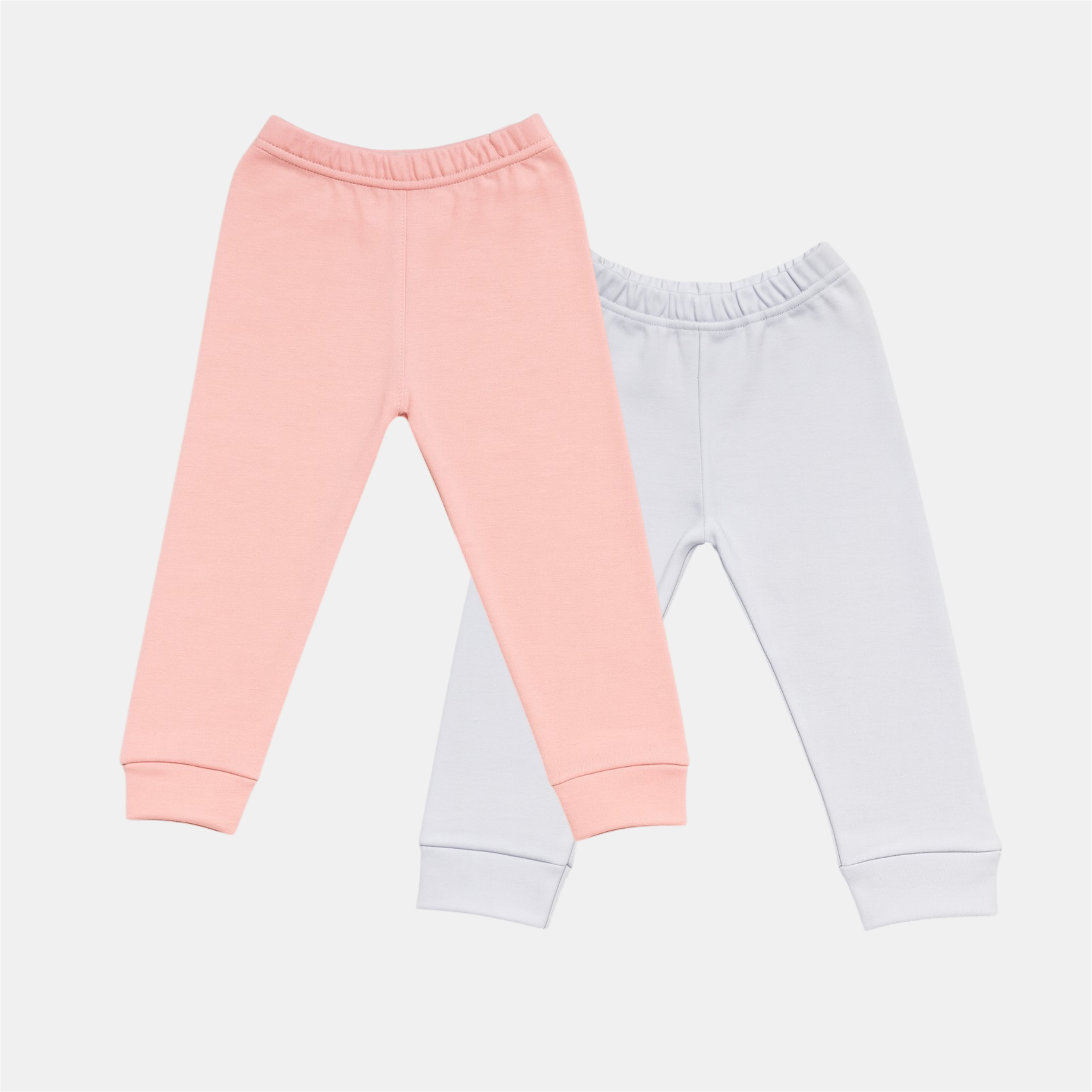 Pamučne pantalonice bez stopice - Set od 2 Puder -  Bela