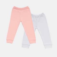 Pamučne pantalonice bez stopice - Set od 2 Puder -  Bela