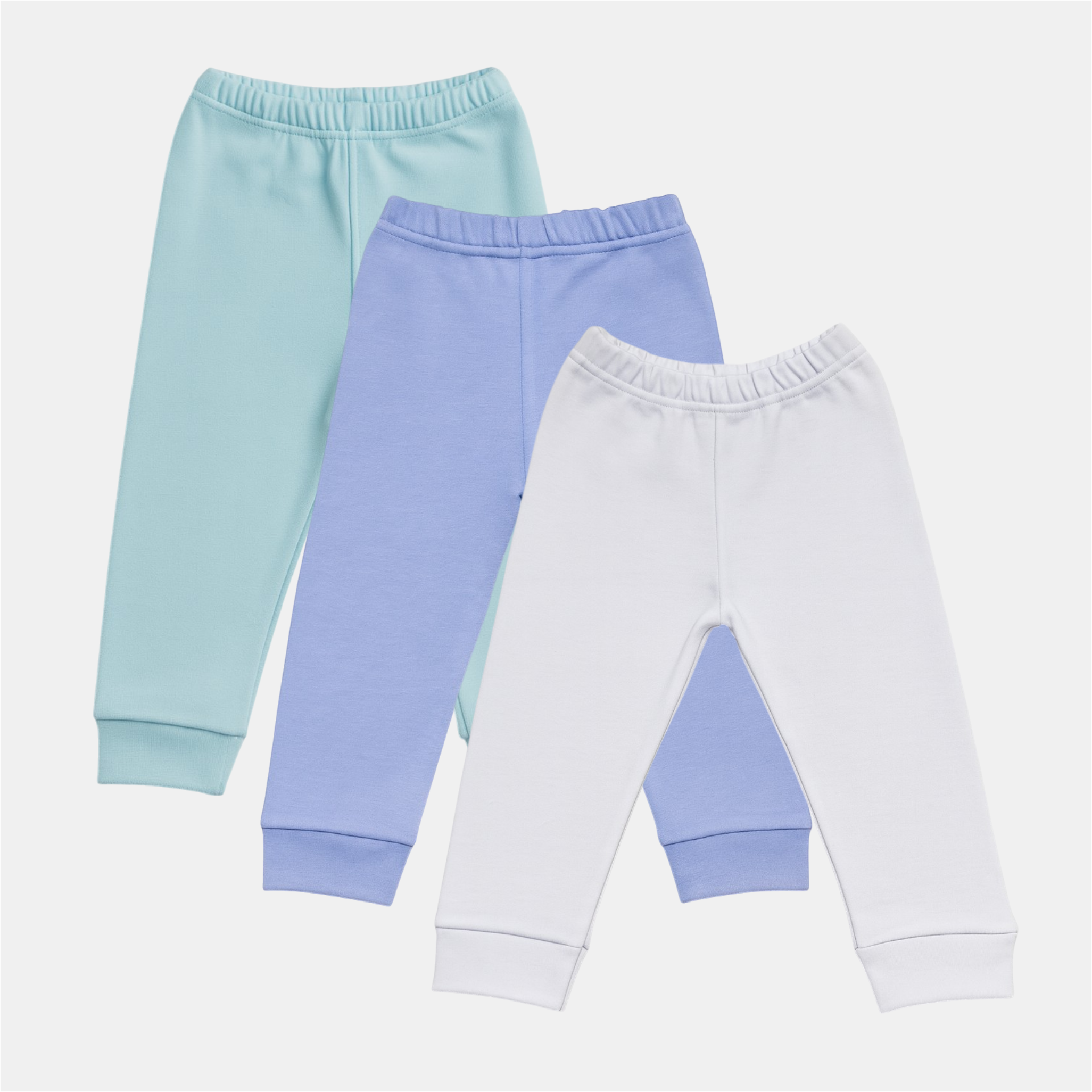 Pamučne pantalonice bez stopice - Set od 3 Aqva - Svetlo plava - Bela