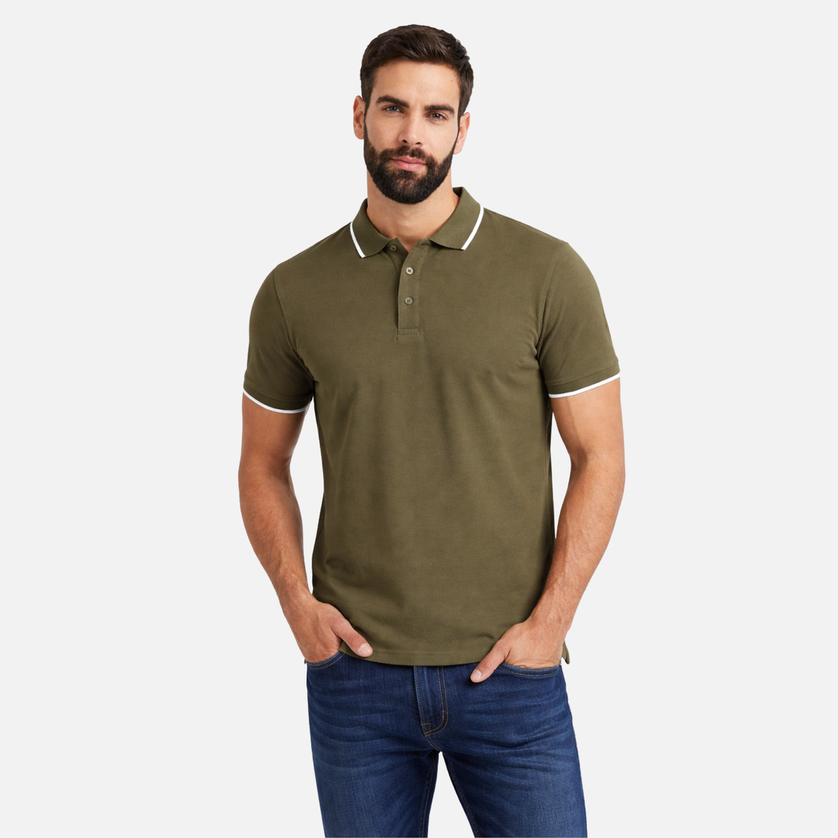 MAFIMI Atlantic Premium Pique Polo Maslinasta