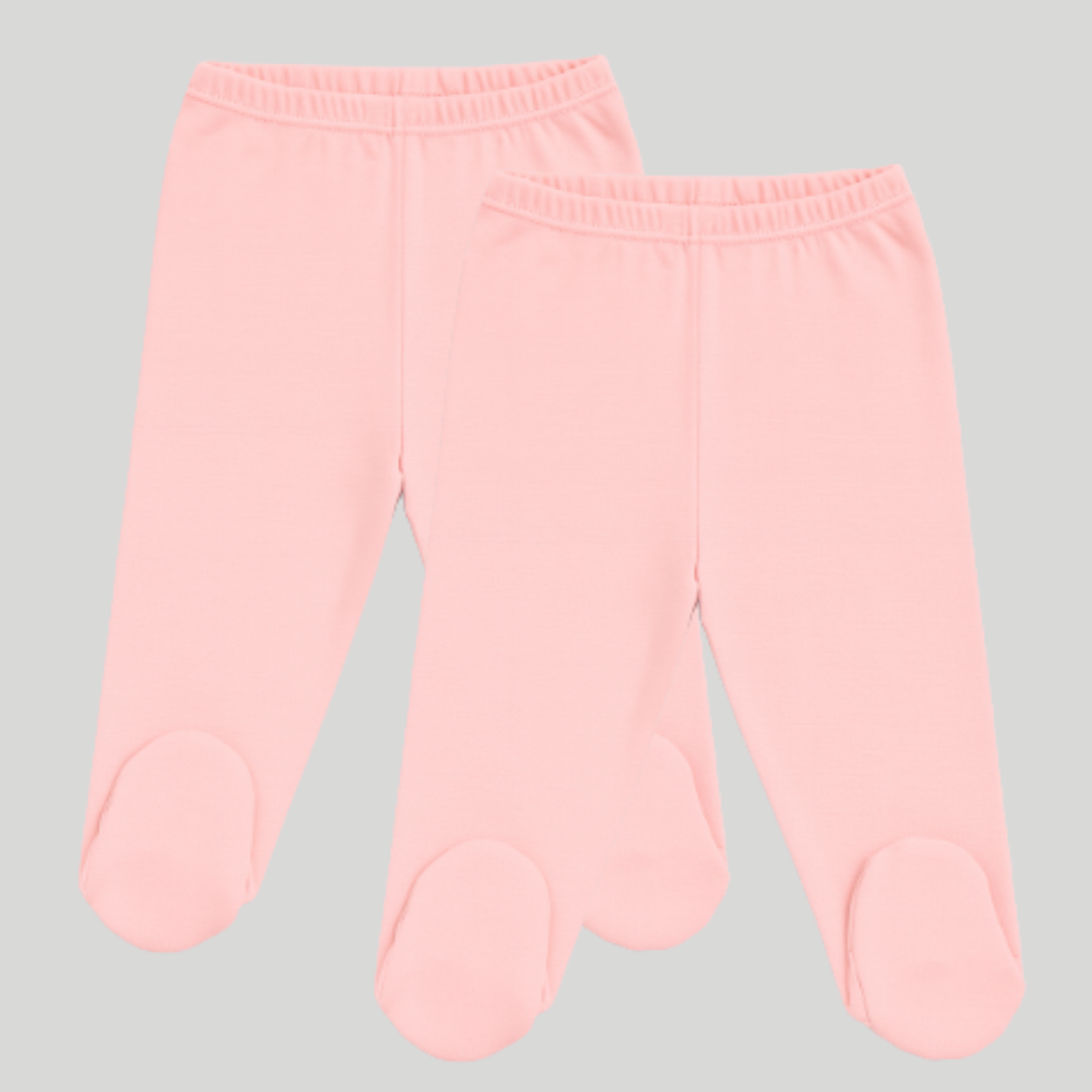 Pamučne pantalonice sa stopicom set od 2 Puder