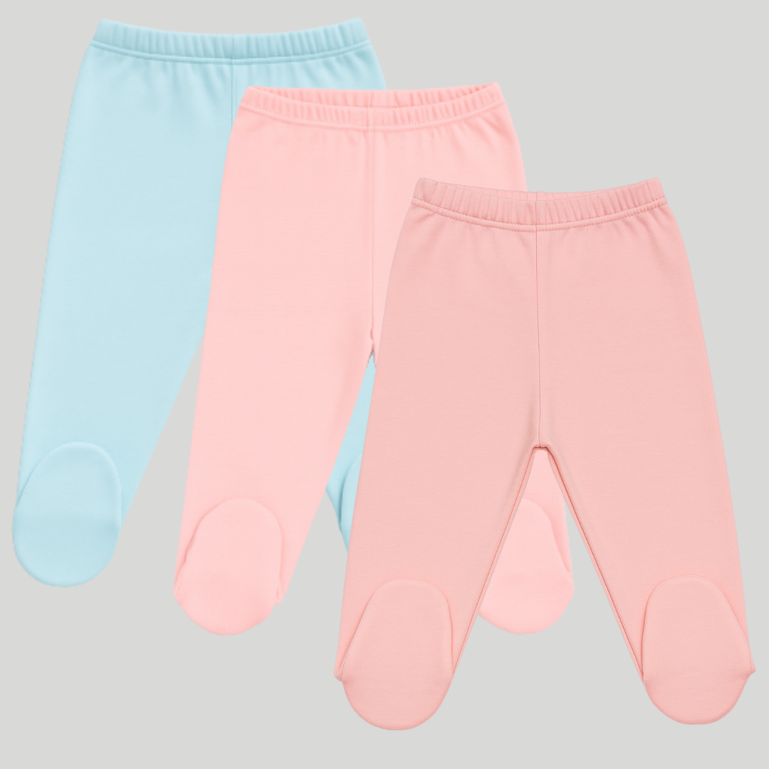 Pamučne pantalonice sa stopicom set od 3 Aqva - Puder - Kajsija