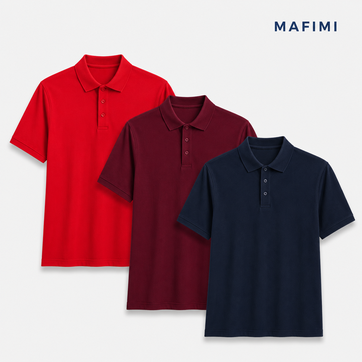 Mafimi Polo majice set od 3 boje Crvena, Bordo, Teget