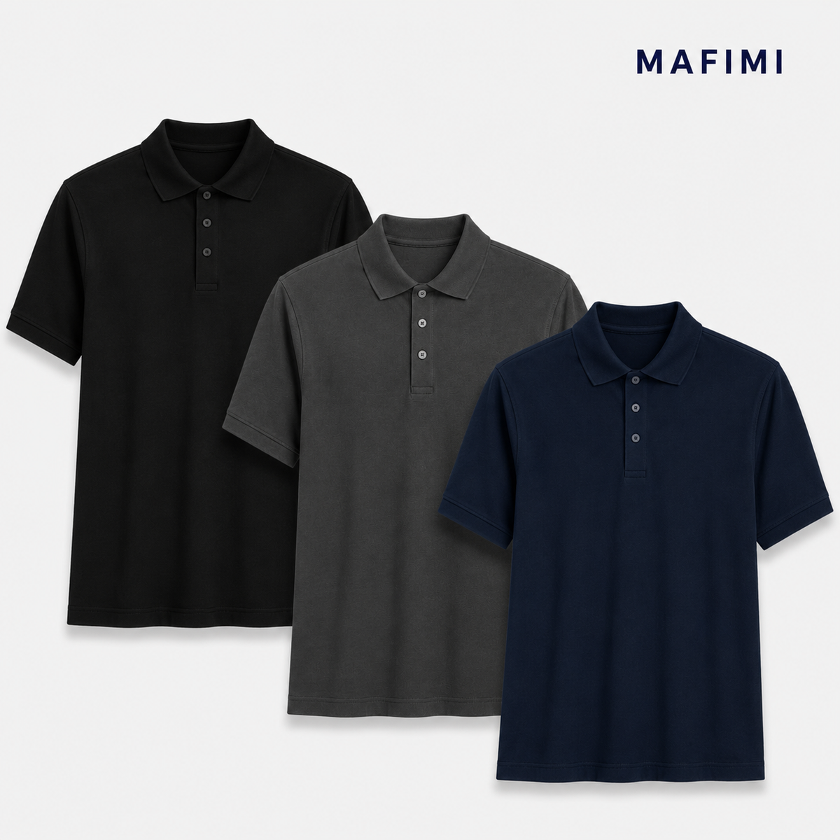 Mafimi Polo majice set od Crna, Tamno siva, Teget
