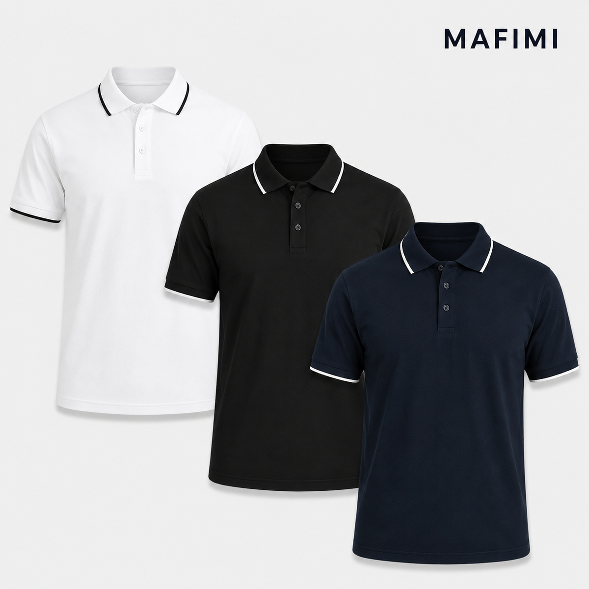 Mafimi Atlantic Premium Pique Polo set od 3 boje Bela, Crna, Teget