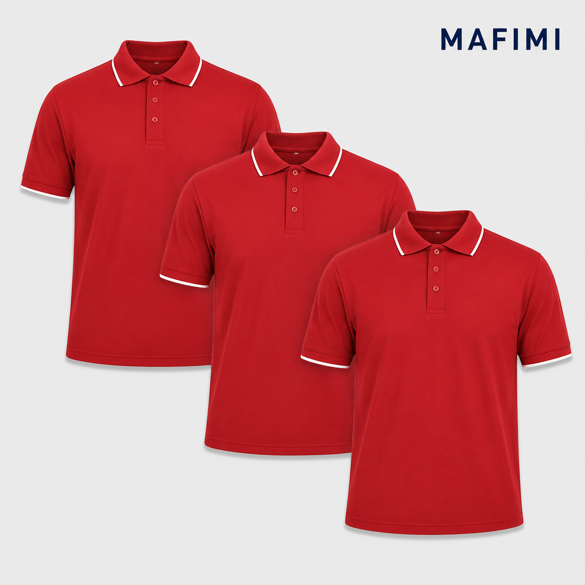 Mafimi Atlantic Premium Pique Polo set od tri crvene