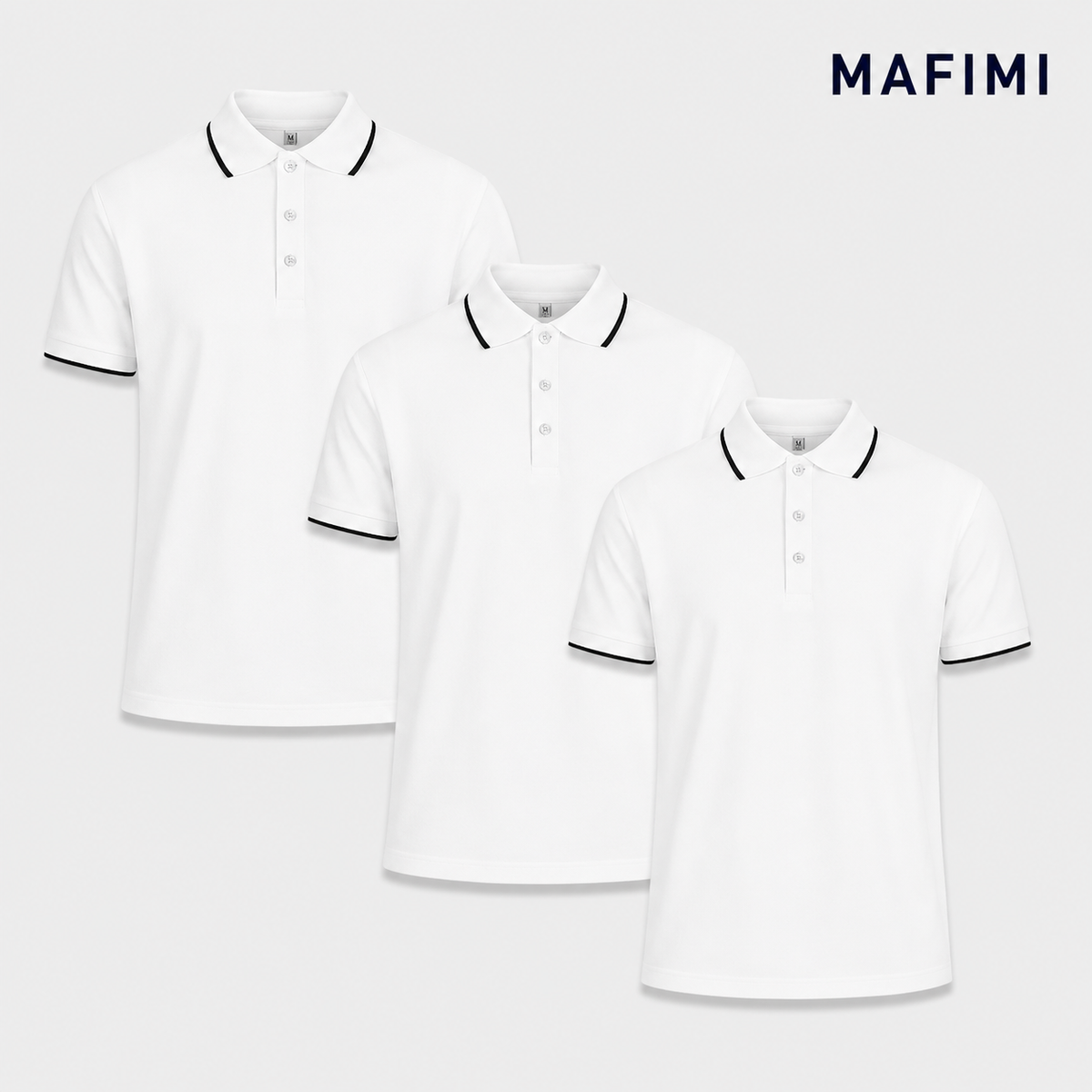 Mafimi Atlantic Premium Pique Polo set od tri bele