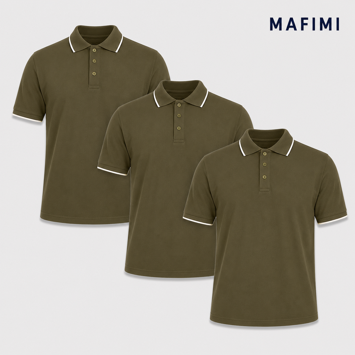 Mafimi Atlantic Premium Pique Polo set od tri maslinaste