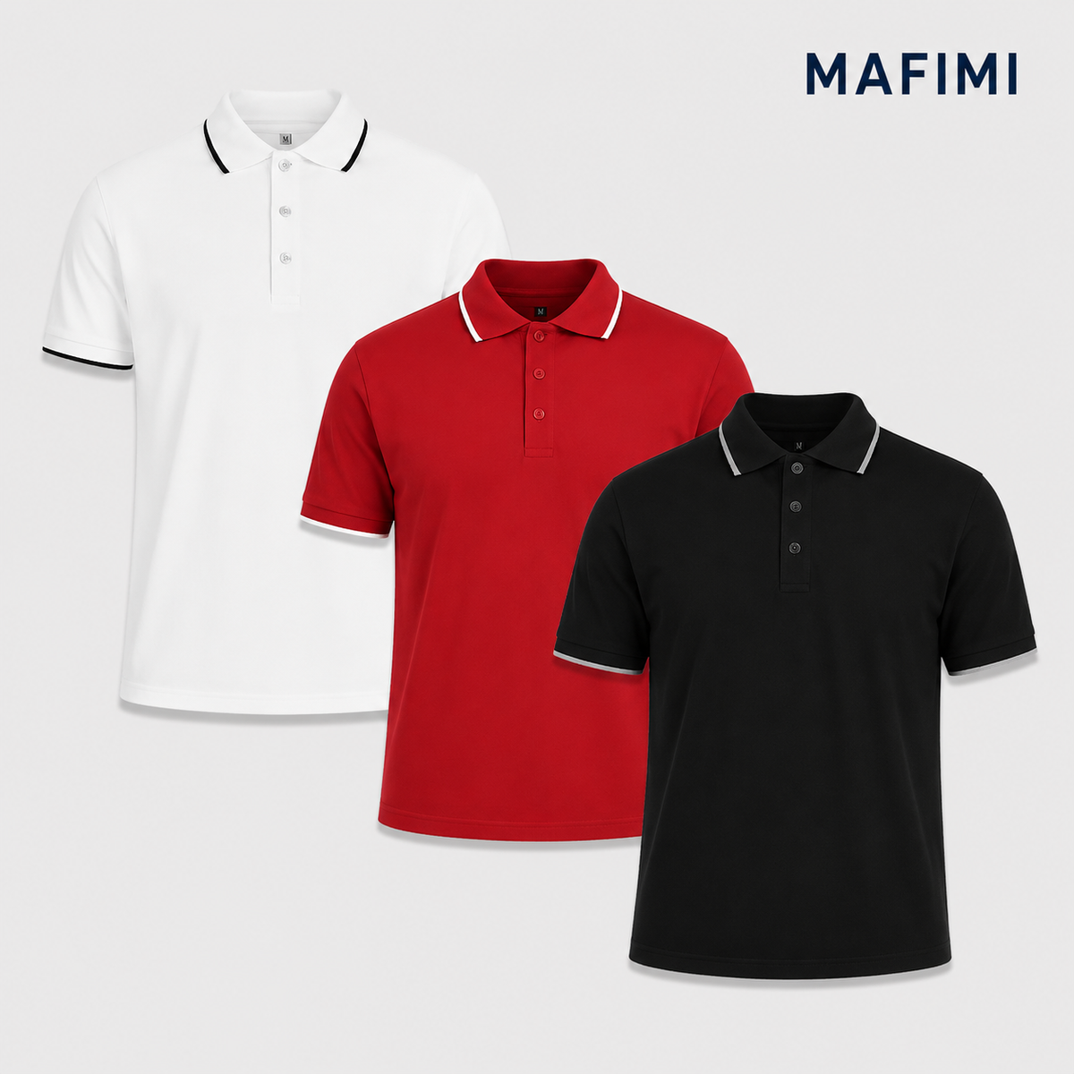 Mafimi Atlantic Premium Pique Polo set od 3 boje Bela, Crvena, Crna