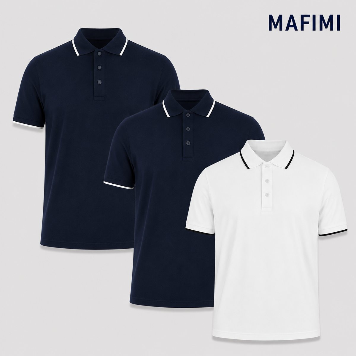 Mafimi Atlantic Premium Pique Polo set dve teget i jedna bela