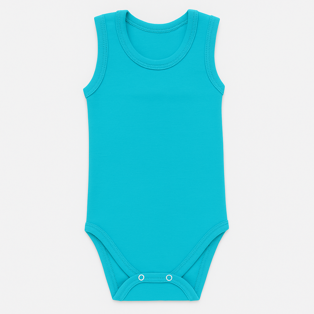 Pamučni bodići za bebe atlet set od 3 - Plava. Bela, Tirkiz
