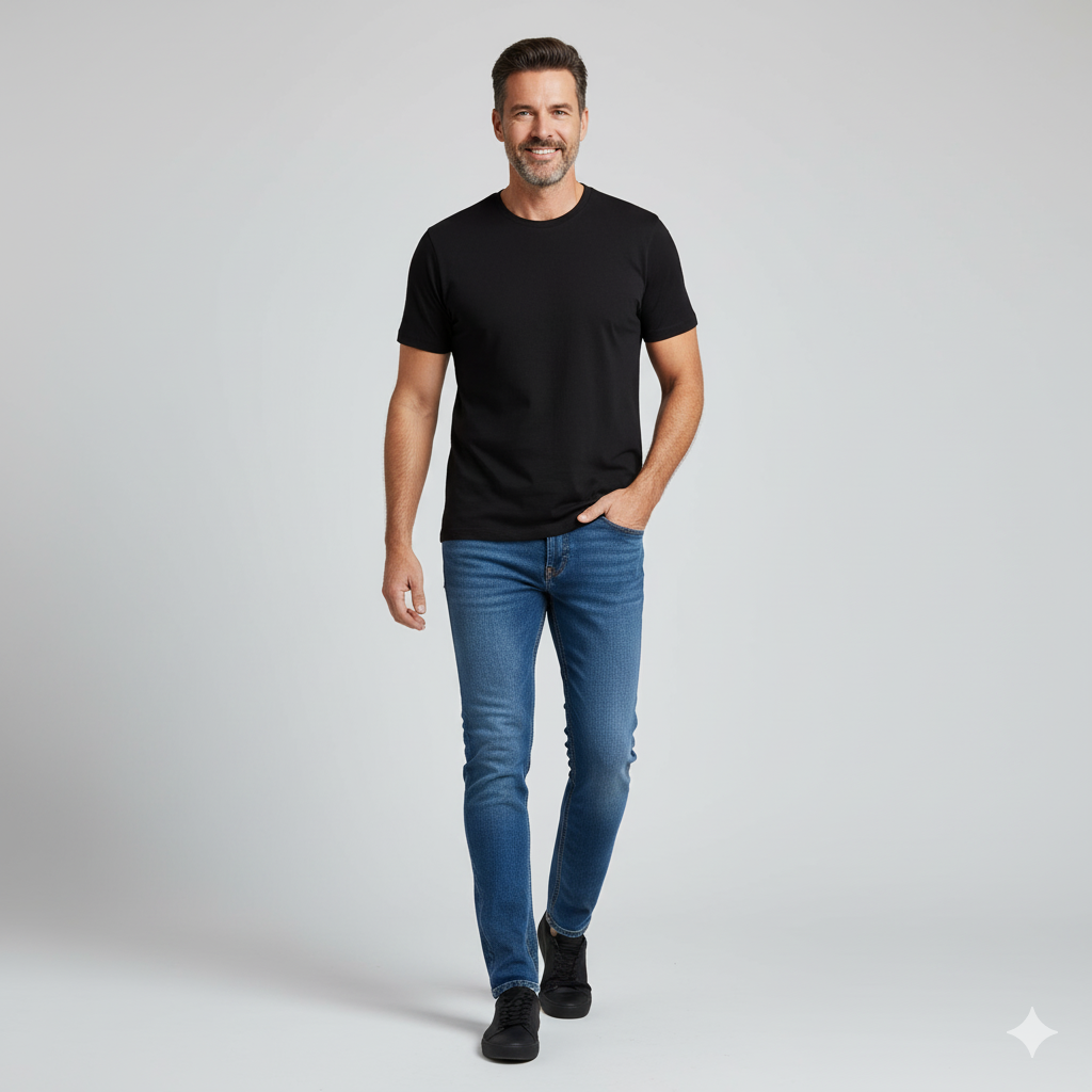 Crna pamučna muška majica – svakodnevno nošenje