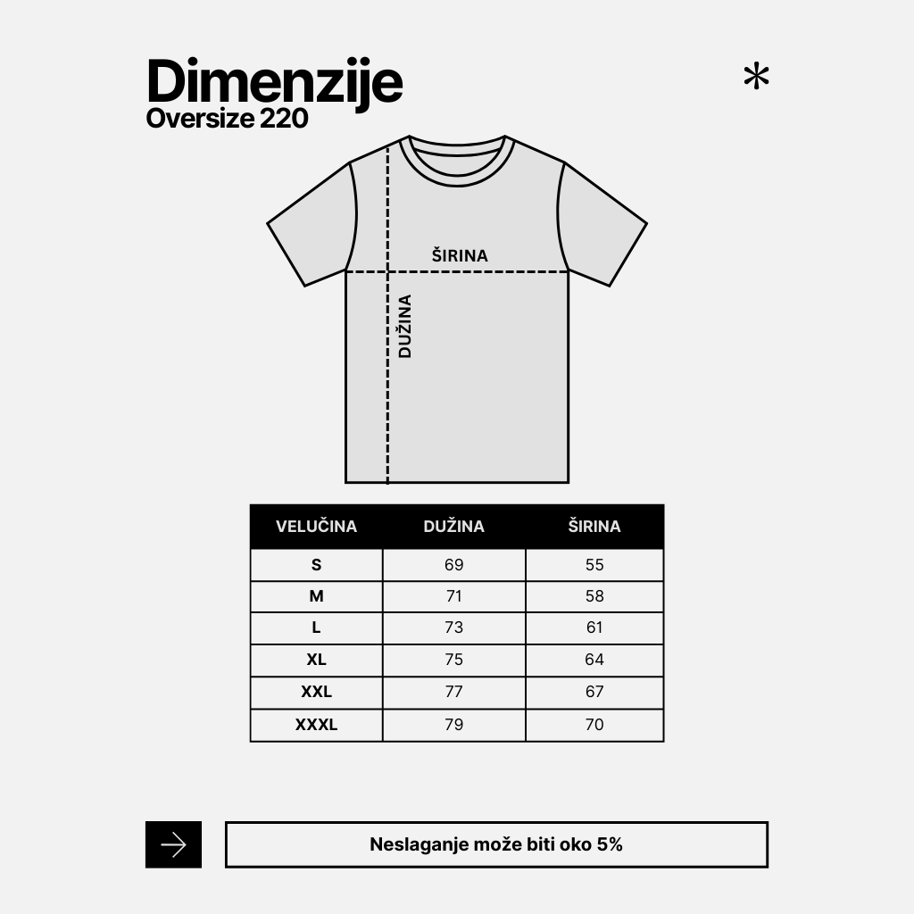 Muška Majica ovesize 220 crna