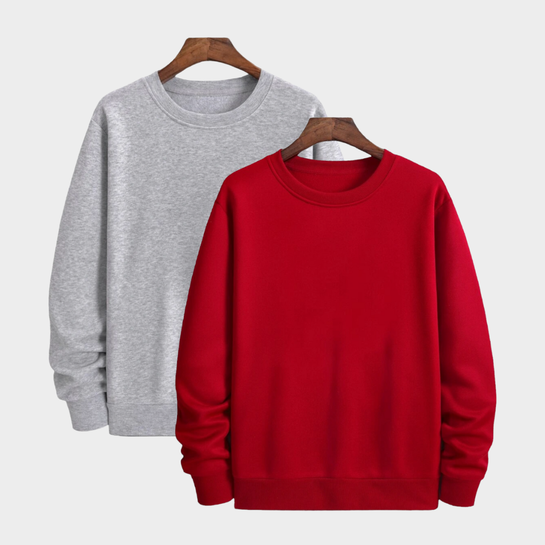 Pamučni duks klasik set od 2 - Sivi-Crveni